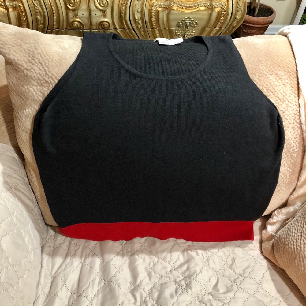 Paradox New Gray/Red Sleeveless Sweater 3X